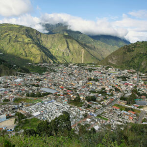 City of Banos, Ecuador. View from the Mirador de la Virgen lookout.